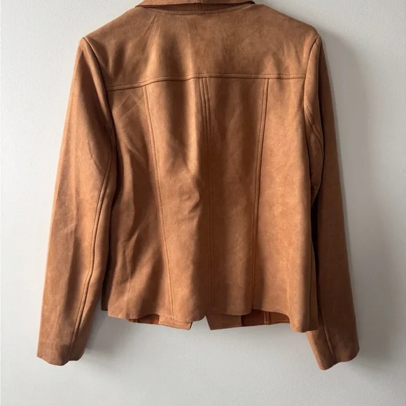 T Tahari Camel Suede Asymmetrical Zip Jacket - Picture 3 of 3